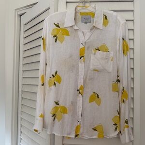 Rails Lemon Printed White Blouse Size XS